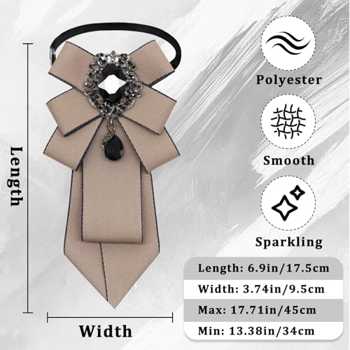 Big Crystal Bow Ties for Men Pre-tied Women Bowtie | Sparkly Laege Rhinestone, Eye-catching Edges, Adjusatble Strap, Polyester Fabric, 6.9"×3.7", Suitable for Suit Wedding Prom - color: Champagne