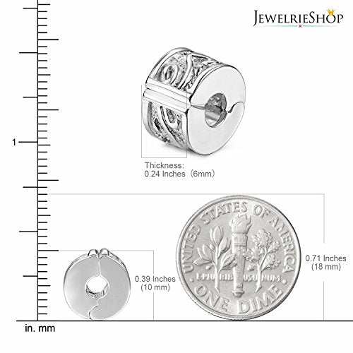 JewelrieShop Clip Spacer Charm for Bracelet Clip Lock Stopper Bead Spacer European Openable Beads 2pcs - color: #04S x 2 Pieces