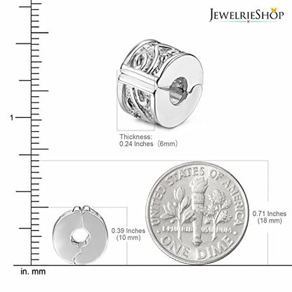 JewelrieShop Clip Spacer Charm for Bracelet Clip Lock Stopper Bead Spacer European Openable Beads 2pcs - color: #04S x 2 Pieces