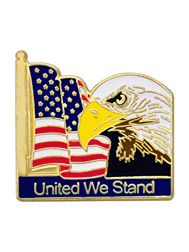 PinMart Patriotic Eagle Pin - Soaring American Eagle Enamel Lapel Pin - color: Gold Plated United We Stand, size: 1 Piece