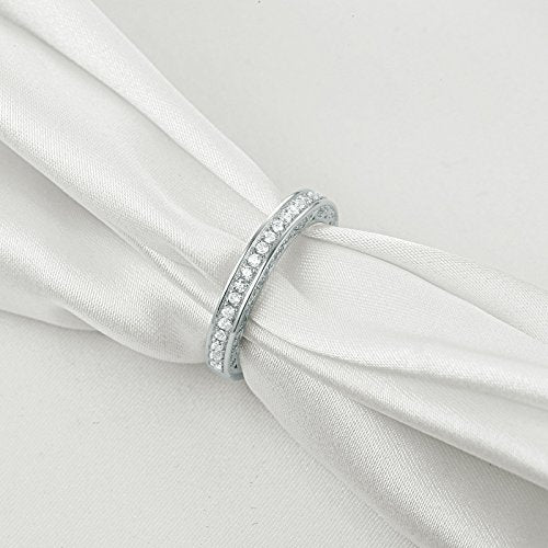 Newshe Jewellery Stackable Wedding Band Cubic Zirconia Engagement Rings for Women 925 Sterling Silver Eternity Anniversary Bridal Size 4-13