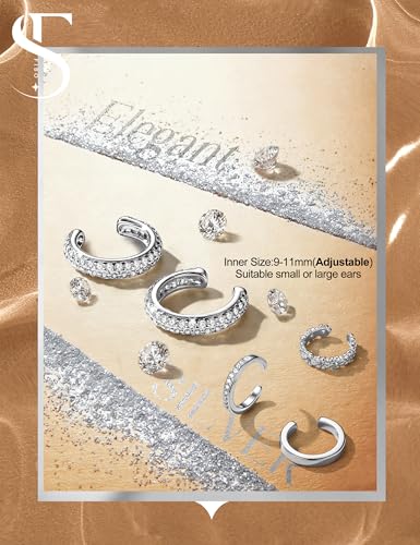 𝟒 𝐏𝐚𝐢𝐫𝐬 Ear Cuffs Non Piercing - 14K Gold Plated Ear Cuff Earrings for Women Trendy Ear Cuff for Non Pierced Ears Clip On Carrtilage Earring Lightweight Adjustable Fake Earrings Set - style: Silver Plated-Dainty