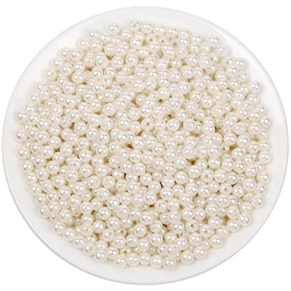 anezus Pearl Beads for Craft, 1000pcs Ivory Faux Fake Pearls, 6 mm Small Sew on Pearl Beads with Holes for Jewelry Making, Bracelets, Necklaces, Hairs, Crafts, Decoration and Vase Filler - size: 6 MM