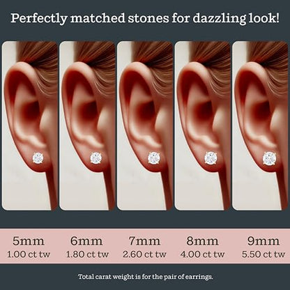 KEZEF Sterling Silver Stud Earrings for Women & Men - 4-Prong Setting Cubic Zirconia Earrings Studs - Premium CZ S925 Hypoallergenic - Available in 14K White and Yellow Gold, Rose Gold - 3mm to 9mm - color: 14K Yellow Gold, size: 8mm - Bold
