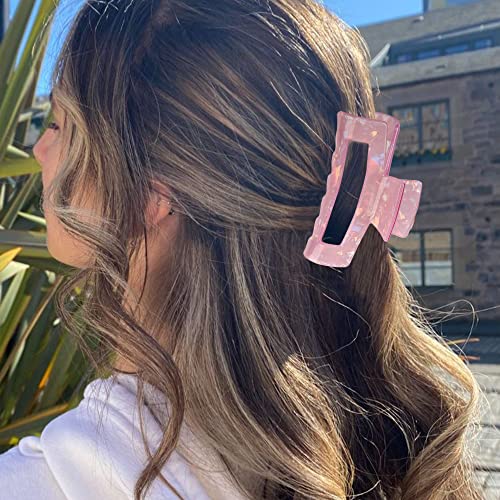 Magicsky 10 Pcs Resin Hair Claw Clips For Women Thick Thin Hair Updos, Long | Acrylic Celluloid Large Claw Clip, Mermaid Pearlescent/Sweet Pink/Marble Pattern, Strong Hold 90s Cute Girls Hair Accessories - color: Multicolor B