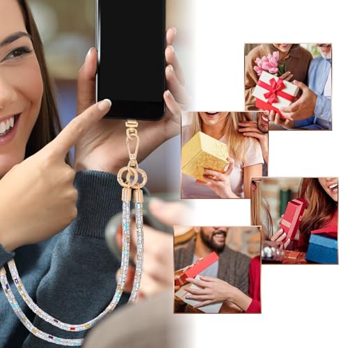Crystal Phone Strap Crossbody Rhinestone Anti Theft Layered Strap Crossbody Gold Metal Buckles Cell Phone Neck for Women (Colour) - color: Colour