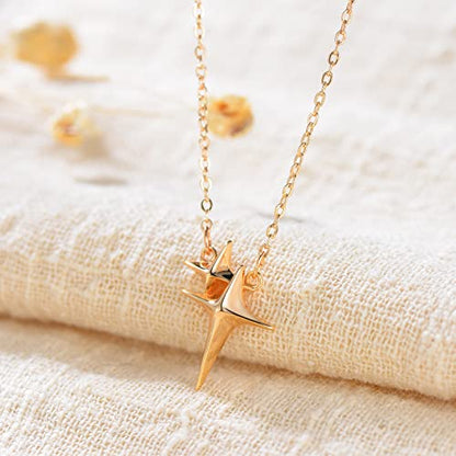 MTMY Gold Moon Pendant Necklace for Women,14K Gold Plated Dainty Chain Crescent Moon Sun Star Necklace Jewelry - style: shining star