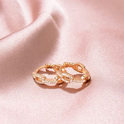 Cubic Zirconia Huggie Earrings 14k Gold Plated Tiny Earrings Small Huggie Hoop Earrings Simple Lightweight Hoops Gift for Women - color: small hoop