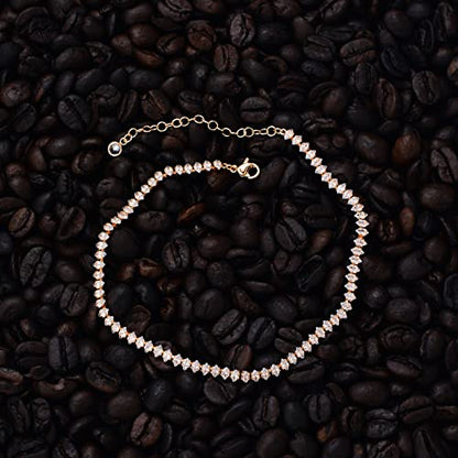 Gold Chain Bracelet for Women, 14K Gold Plated | Dainty Bracelets with Adjustable Chain, Trendy Jewelry Gift for Women - style: Oval CZ