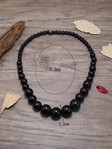 COLORFUL BLING Ethnic Large Chunky Wooden Beaded Necklaces Boho African Statement Necklace Handmade Tribal Collar Choker Bib Jewelry - color: long black