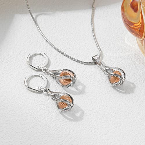 IFKM Silver Jewelry Sets for Women Rhinestone Crystal CZ Bridal Bridesmaid Accessories Necklace Earrings set for Wedding Prom Anniversary Birthday Gifts - color: Champagne