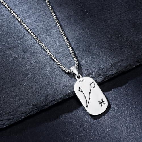 SIMONLY Zodiac Necklace 925 Sterling Silver Constellation Necklace Zodiac Sign Necklaces Horoscope Jewelry Christmas Birthday Astrology Gifts for Women Men Unisex - style: Pisces-Gold