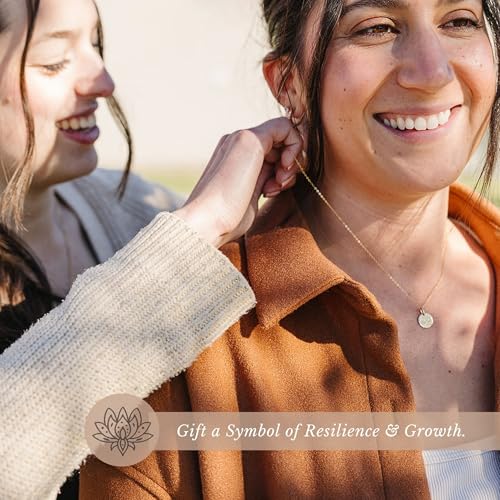 HOPE LOVE SHINE Women's New Beginnings Necklace - 14k Gold Plated Sterling Silver, Healing & Recovery Gift, Adjustable 16+2" Chain - color: STERLING SILVER, style: b. STILL I RISE