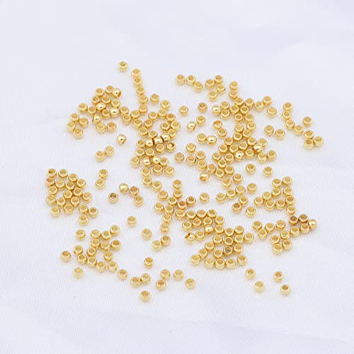 14K Gold Plated Round Spacer Beads 2mm 600pcs for Jewelry Making Findings Non Tarnish - color: 14K Gold, size: 2mm