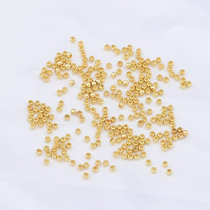 14K Gold Plated Round Spacer Beads 2mm 600pcs for Jewelry Making Findings Non Tarnish - color: 14K Gold, size: 2mm