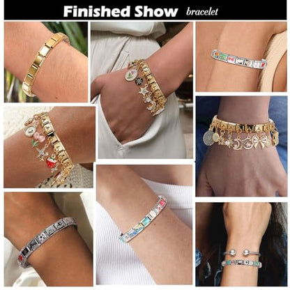 Italian Charms Bracelet Sets with 1Pcs Starter Brascelet 9Pcs Charms 9mm Italian Modular Charm Bracelet DIY Module Jewelry Gifts - color: A-Starter Bracelet Set-20Pcs Gold Black