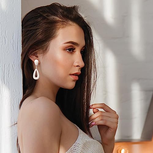 MUYAN Gold Clip On Drop Earrings for Women Non Piercing Dangle Earrings Fashion Jewelry - color: A Clip Silver