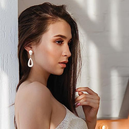 MUYAN Gold Clip On Drop Earrings for Women Non Piercing Dangle Earrings Fashion Jewelry - color: A Clip Silver