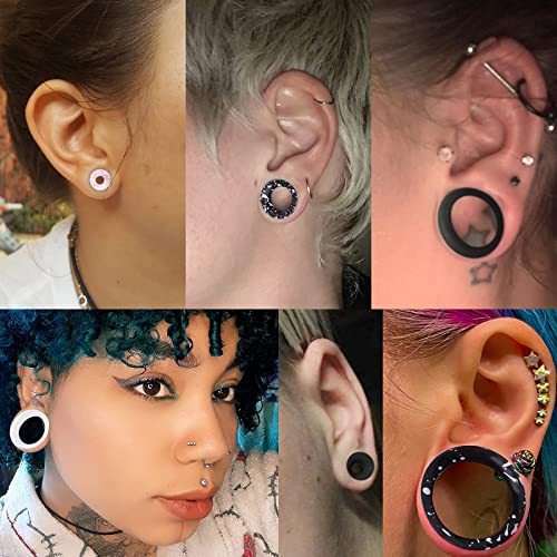 OUFER 8PCS Silicone Ear Gauges Flexible Ear Tunnels Plugs Stretchers Expander Double Flared Flesh Ear Piercing Jewelry for Women Men - color: 00g(10mm)