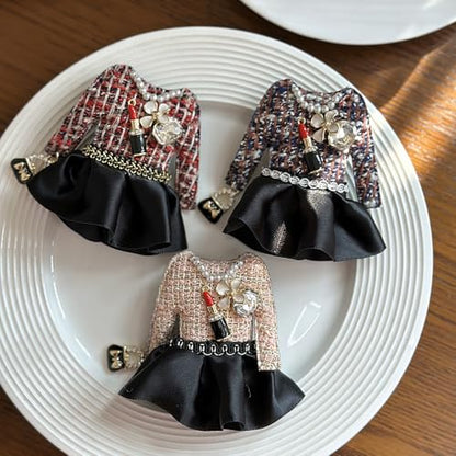 Fabric Dress Brooch Lapel Pin Lipstick Enamel Flower Cultured Pearl Crystal Pins Clip Suit Bags Backpack Scarf Clothes Accessories Brooches Fashion Jewelry for Women Mother - color: Brown