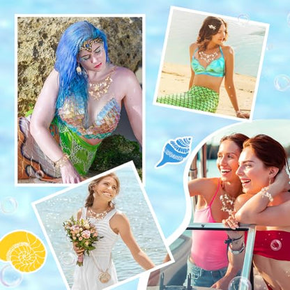 PH PandaHall Sea Shell Starfish Bracelets Boho Beach Bracelet Golden Shell Beads Anklet Pearl Charm Bracelet for Women Adjustable Hawaiian Jamaican Anklet Bracelets Jewelry Mermaid Costume Jewelry - color: shell bracelet