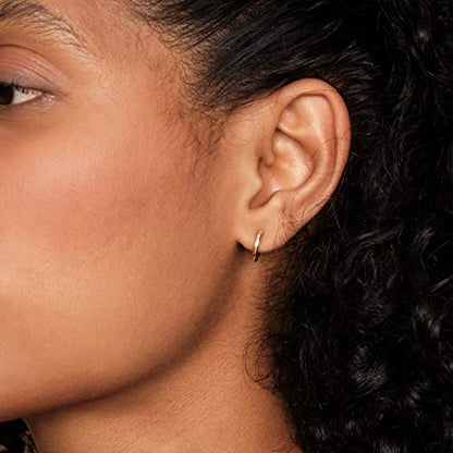 PAVOI Small Gold Hoop Earrings for Women - 14K Gold Plated Huggie Earring | Hypoallergenic Earring Set - Dainty Huggie Hoops with 925 Sterling Silver Posts - Cartilage Hoop Earrings - color: 18K Yellow Gold Vermeil