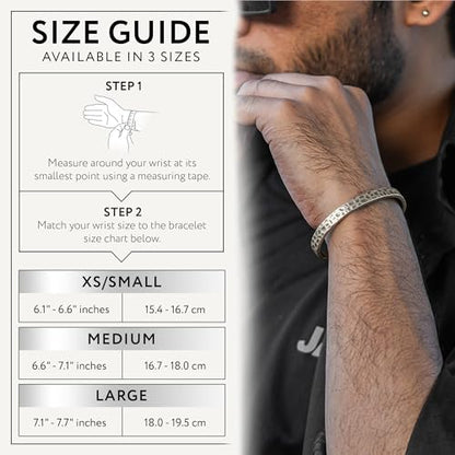 Cuff Bracelet for Men Premium Stainless Steel Mens Bangle Bracelets Silver Cuff Bracelet Waterproof & Non-Tarnish Minimal Western Bracelet - color: Hammered, size: XS/Small