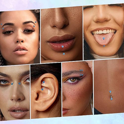 G23 Titanium Eyebrow Piercing Jewelry Eyebrow Rings Curved Barbell 16G Eyebrow Belly Button Ring Navel Rings Rook Daith Earrings Lip Ring Eyebrow Jewelry 6mm-12mm - color: 2PCS,Ball Shape Blue Opal,Silver