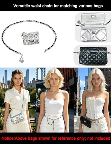 BEMYLV Mini Chain Belt Purse Silver Waist Bag for Women Fashion Fanny Pack | Trendy Detachable Waist Purse Cute Bag for Dresses Jeans - color: Pale Silver