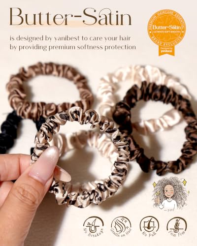 Yanibest 8 Pcs Satin Hair Ties - Thin Hair Scrunchies for Women & Girls | Silk Feeling Soft Hair Ties No Damage Frizz Free, Ponytail Holders Gentle on Hair for Fine to Medium Hair - color: Leopard Print