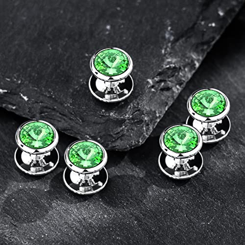 HAWSON Crystal Shirt Studs for Men's Tuxedo Shirt, Tuxedo Buttons for Birthday Wedding Party Christmas. - color: Green