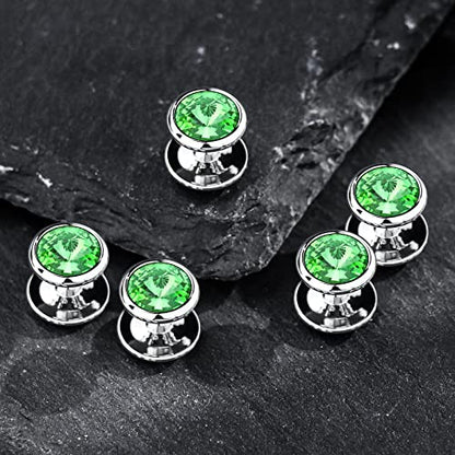 HAWSON Crystal Shirt Studs for Men's Tuxedo Shirt, Tuxedo Buttons for Birthday Wedding Party Christmas. - color: Green
