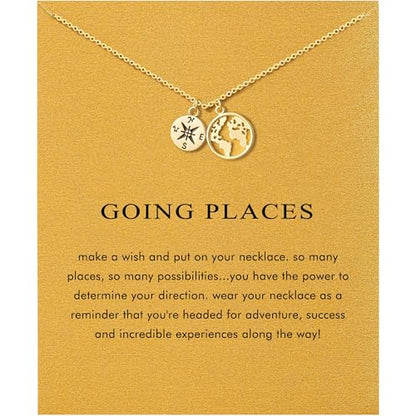Baydurcan Dainty Gold Necklace for Women Ankh Mom Jesus Sun Star Necklace | 14K Gold Plated Pendant Necklaces Gifts for Friends Sister Mother, Birthday, Christmas, Graduation, Inspirational Gifts - style: Compass Map