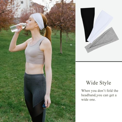 YONUF Fashion Headbands For Women Wide Headband Yoga Workout Head Bands Hair Accessories Band Black White Gray 6 Pack - color: Black/White/Gray