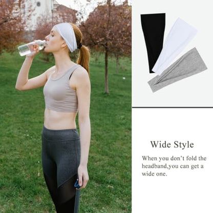 YONUF Fashion Headbands For Women Wide Headband Yoga Workout Head Bands Hair Accessories Band Black White Gray 6 Pack - color: Black/White/Gray