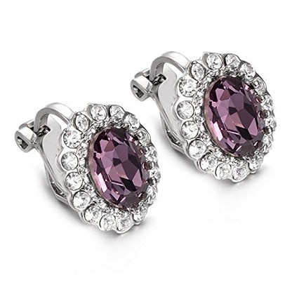 Yoursfs Vintage Crystal Clip On Earrings For Women Platinum Plated Rhinestone Clip On Earrings Non Pierced Oval Shap Cubic Zirconia Earring Hypoallergenic Jewelry - style: Vintage Crystal Earrings
