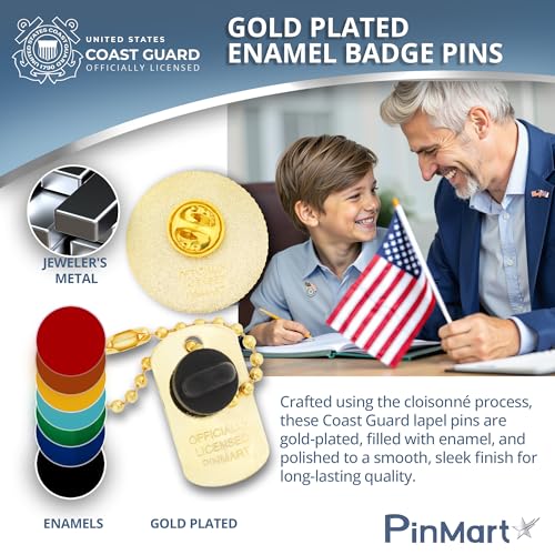 Officially Licensed U.S. Coast Guard Pin - color: Set of 9 pins Gold Plated, size: 9pc Set