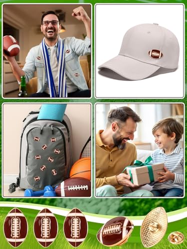 JUNEBRUSHS 28pcs Football Enamel Pins Sports Lapel Pins for Football Lovers Party Birthday Themed Party Decorations Supplies Favors Backpack Hat Decor Accessories - style: Football Style