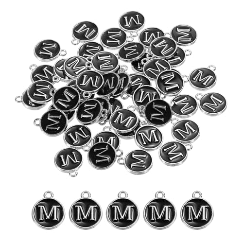 MECCANIXITY Alphabet Enamel Letter Charm Jewelry Charm Pendant for Jewelry Making, Bracelet, Craft - style: M