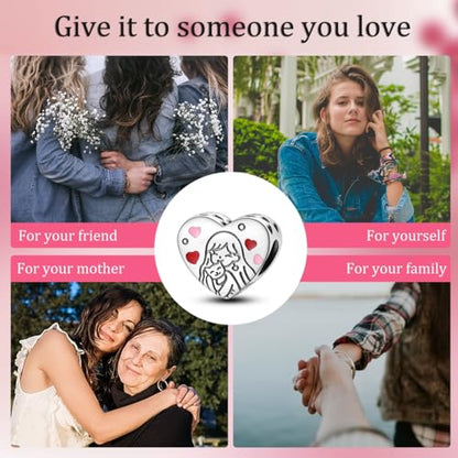 CYCUFF 925 Sterling Silver Charms Suitable for Bracelet Pendants Beads, Charm Necklaces Jewellery Gift for Women - color: Girl & Cat Beads