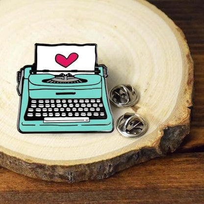Inspirational Enamel Pin by LifeBeats | Cute Pin for Clothes, Jackets, Hats, Bags, and Lanyards | Hat Pin Comes with a Greeting Card | Lapel Pin with Sturdy Backing - style: You're My Type Typewriter