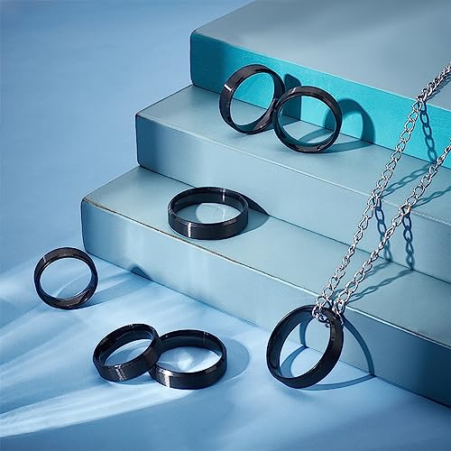 UNICRAFTALE 14Pcs Stainless Steel Plain Matte Band Ring 7 Sizes Laser Inscription Blank Finger Ring Metal Hypoallergenic Wedding Classical Ring for Jewerly Making - color: Black