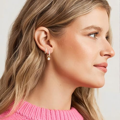 DAILY VIBES Cute Butterfly Star Cross Heart CZ Dangle Earrings for Women | 925 Sterling Silver Post, 14K Gold or Silver Plated, Mini Cubic Zirconia Dainty Drop, Cartilage Small Huggie Hoop Earrings - color: Gold Single Stone