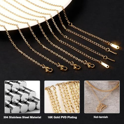 24PCS 18K Gold Plated Rolo Cable Chain Necklace Bulk for Jewelry Making | 2mm 18 inch Finished Stainless Steel Oval Cable Link Chains for Necklace DIY Craft - color: 2.0mm Gold Color