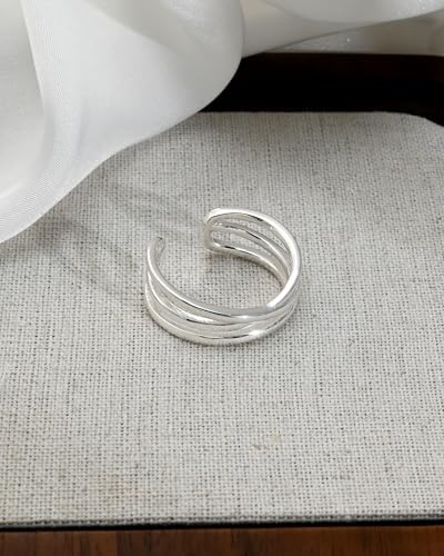 Silver Plated Rings for Women Adjustable Open Ring Vintage Twisted Crossover Stackable Finger Jewelry Gifts