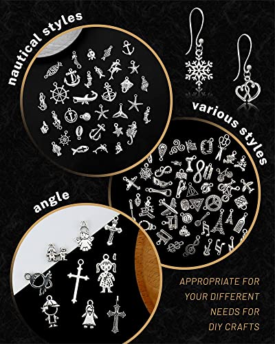 300 PCS Wholesale Bulk Lots Jewelry Making Charms Mixed Smooth Tibetan Silver Alloy Charms Pendants DIY for Bracelet Necklace Jewelry Making and Crafting