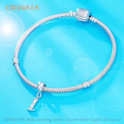 26 Letter Pendant Charms, Polished 925 Sterling Silver Complete Initial A-Z Dangling CZ Stone Alphabet Beads, fits European Bracelet Necklace, Gift for Mother/Father/Daughter/Son/Sister/Aunt - color: Letter I CZ Pendant Charm