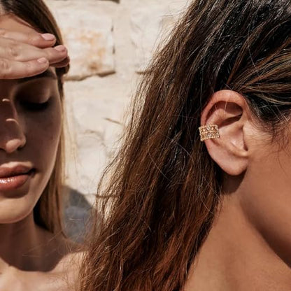 Chunky Ear Cuff Earrings for Women Single | Non Piercing, Clip On, 14K Gold Plated, Cubic Zirconia, Hypoallergenic, Jewelry Gifts - style: Iris