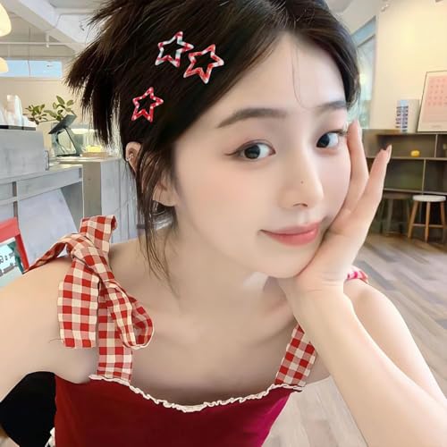 Star Hair Clips Snap Hair Barrettes Non Slip Star Hair Accessories Red polka dot Metal Hair Clips for Girls Women -15 PCS 1.18" - color: 15 P -1.18"-Red polka dots