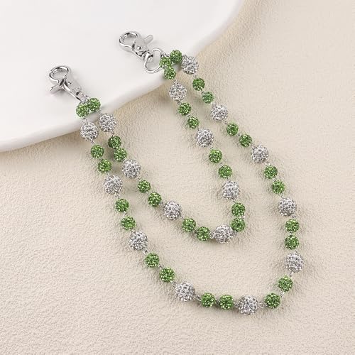 Ceramic Beads Wallet Pants Waist Chain Shiny Hip Hop Disco Ball Rhinestone Beads Purse Hipster Jeans Pocket Chains for Men Women Punk Accessories - color: Green